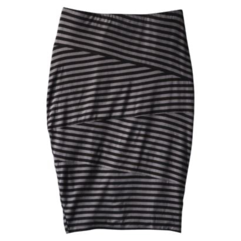 Grey & Black Striped Bandage Pencil Skirt | Mossimo